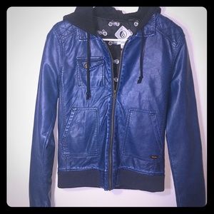 Volcom Blue Leather Jacket